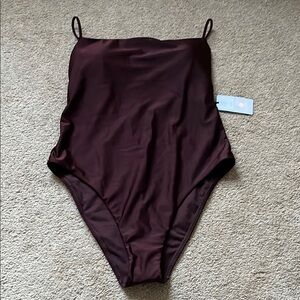 Elegant Burgundy One-Piece Tank Top Bodysuit